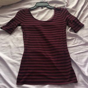 Maroon and black striped shirt